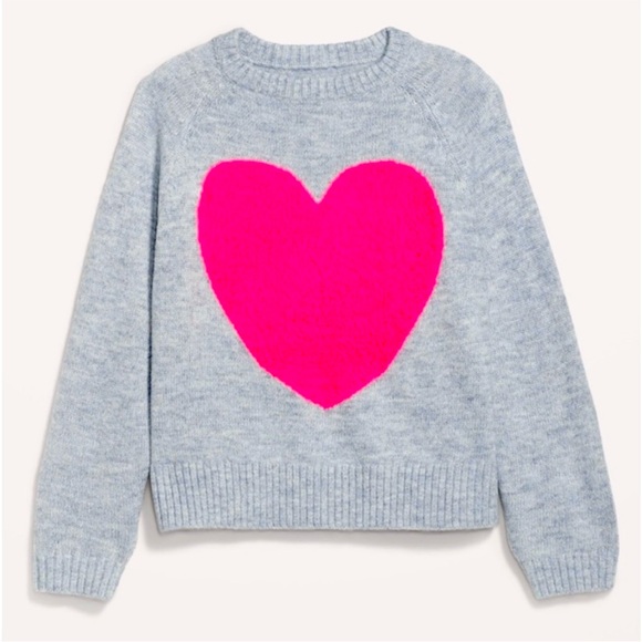 🩷🩶 L EUC Pullover sweater gray w/ pink heart Old Navy size Large - Picture 3 of 11